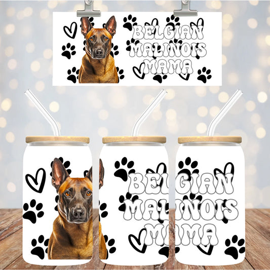 16 oz Uv Dtf Cup Wrap Belgian Malinois Mama 922