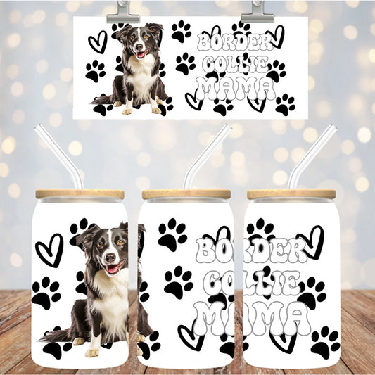 16 oz Uv Dtf Cup Wrap Border collie Mama 921