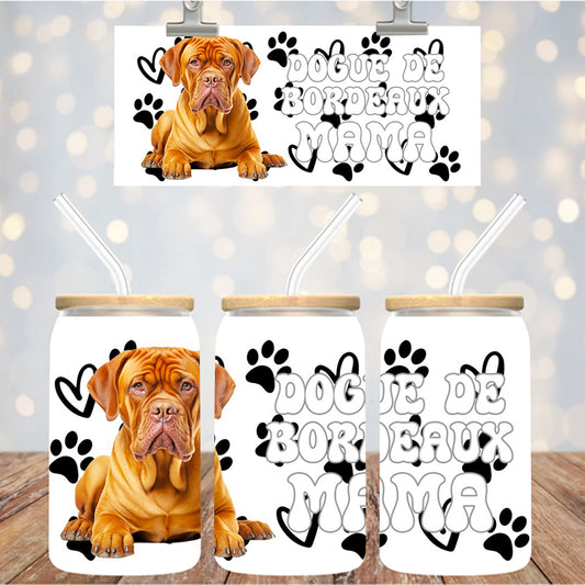 16 oz Uv Dtf Cup Wrap Dogue De Bordeaux Mama 952