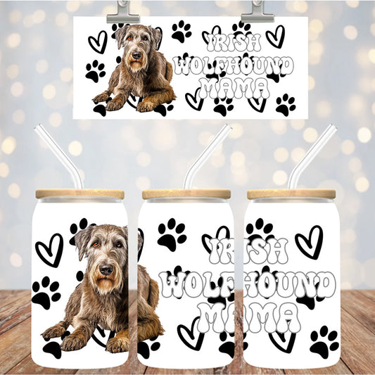 16 oz Uv Dtf Cup Wrap Irish Wolfhound Mama 948