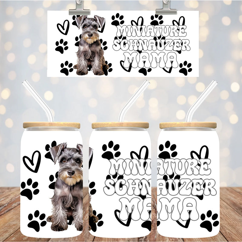 16 oz Uv Dtf Cup Wrap Miniature Schnauzer Mama 941