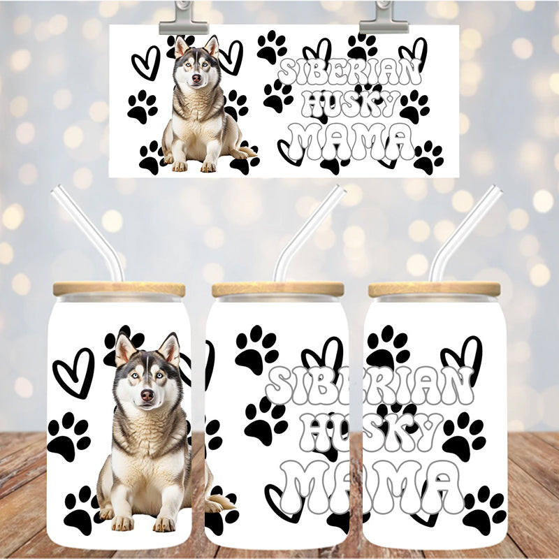16 oz Uv Dtf Cup Wrap Siberian Husky mama 932