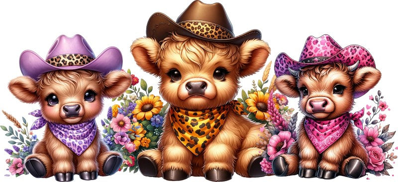 16 oz Uv Dtf Cup Wrap Cute Western Baby Cows 879