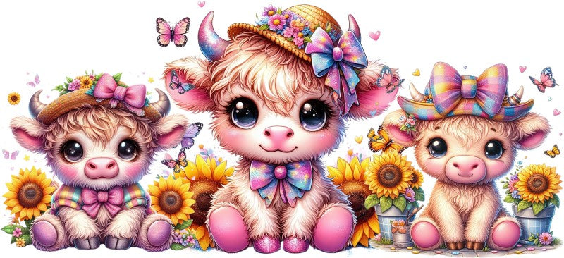 16 oz Uv Dtf Cup Wrap Cute Baby Cows 882