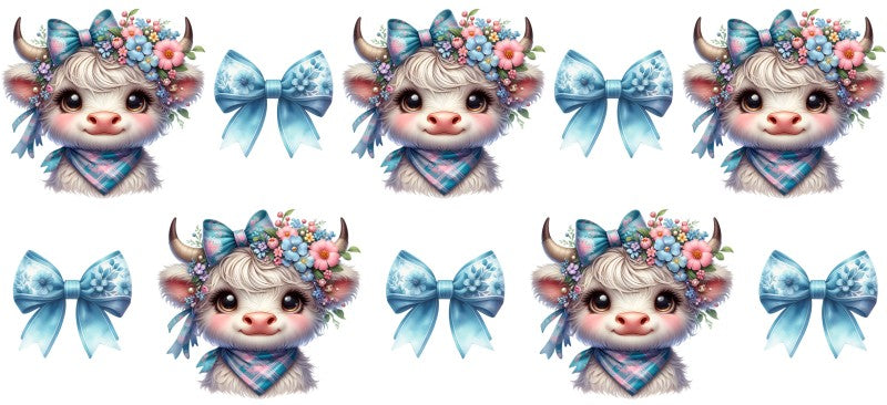 16 oz Uv Dtf Cup Wrap Cute Cow and Bows 859