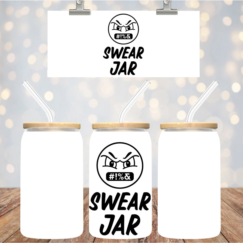 4" Decal Uvdtf Wrap Swear Jar D178