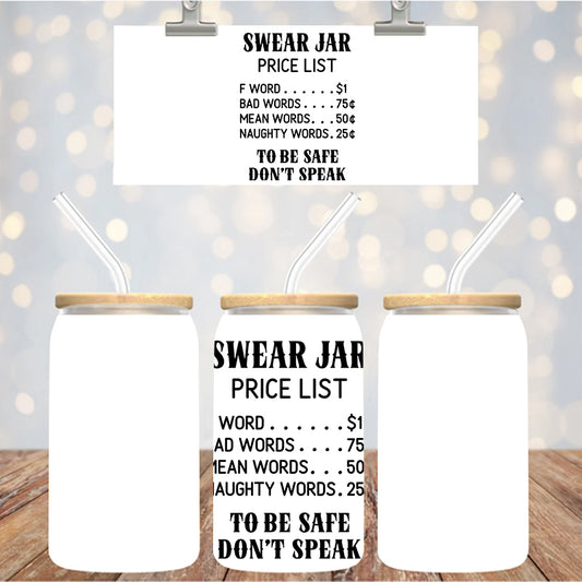 4" Decal Uvdtf Wrap Swear Jar Price Lise D180
