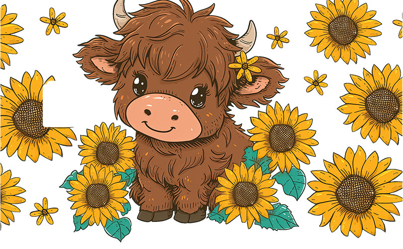 UVDTF Credit Card Skin Cute Cow Sunflowers 5030