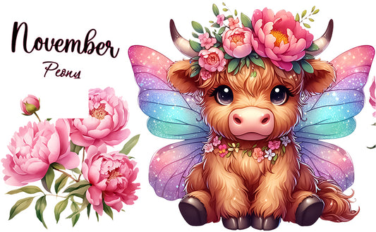 UVDTF Credit Card Skin Cute Cow November Peonis 5025