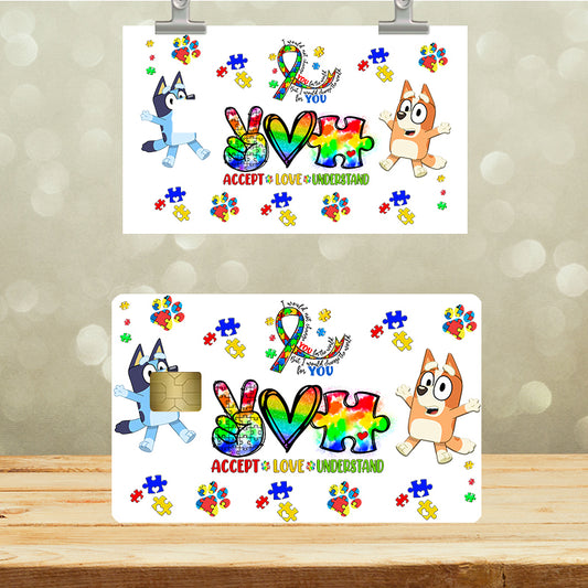 UVDTF Credit Card Skin Blue Dog Autism 5060