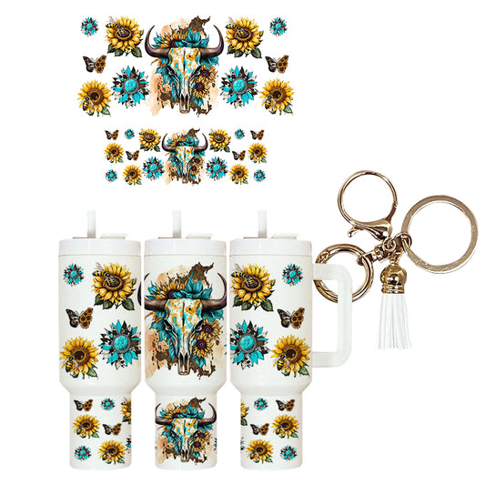 UVDTF Mini Tumbler Wrap Western Skull 4048