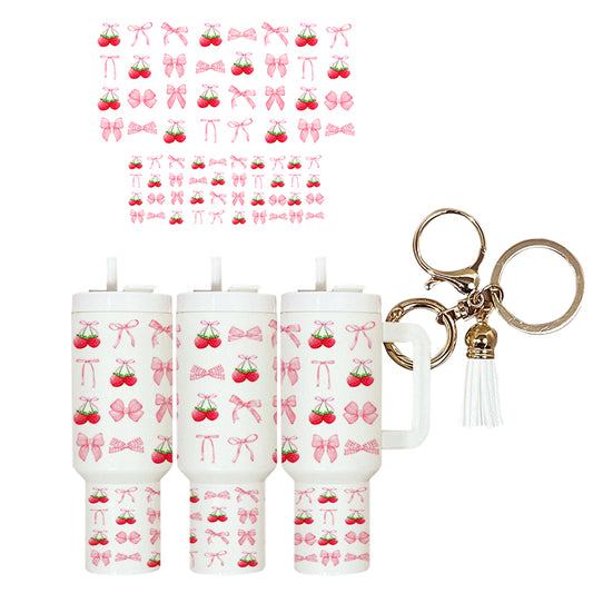 UVDTF Mini Tumbler Wrap Bows and Cherries 4188