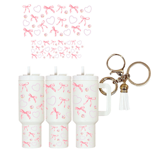 UVDTF Mini Tumbler Wrap Bows Hearts pearls 4191