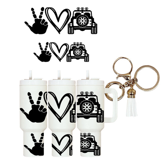 UVDTF Mini Tumbler Wrap Peace Love Jeep 4158