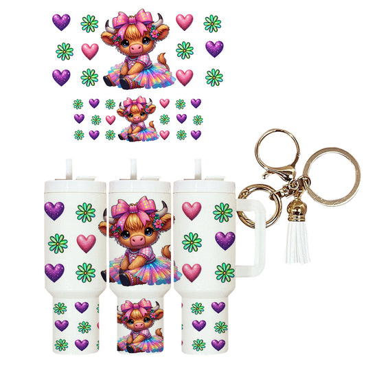 UVDTF Mini Tumbler Wrap Cute Cow TuTu 4186