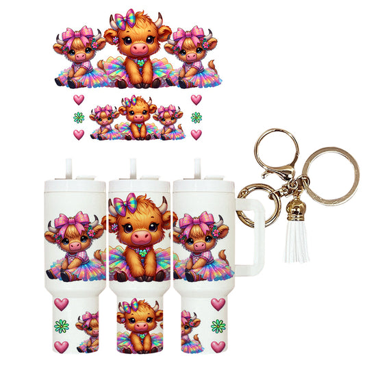 UVDTF Mini Tumbler Wrap Cute Cow TuTu 4187