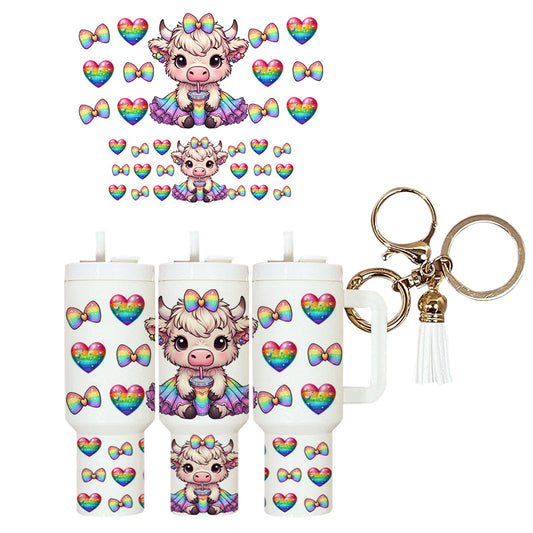 UVDTF Mini Tumbler Wrap Cute Cow TuTu 4183