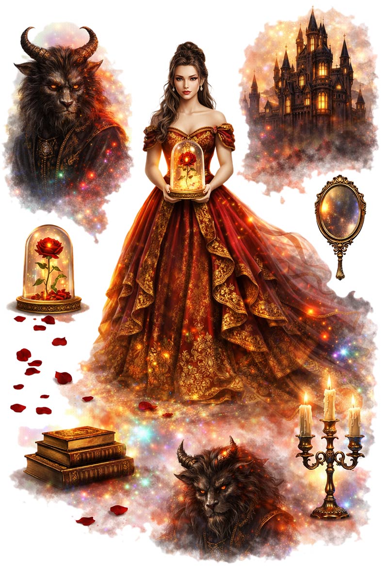 UVDTF 9.5 x 14 Element Sheet Enchanted Beauty & Beast 847