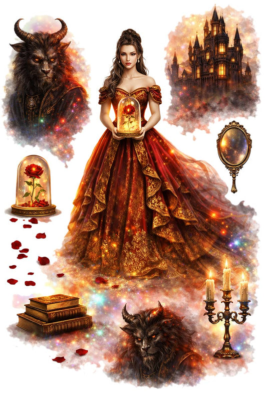 UVDTF 9.5 x 14 Element Sheet Enchanted Beauty & Beast 847