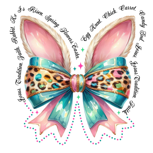 11" DTF Print Ready to Press Easter Bow Bunny Ears