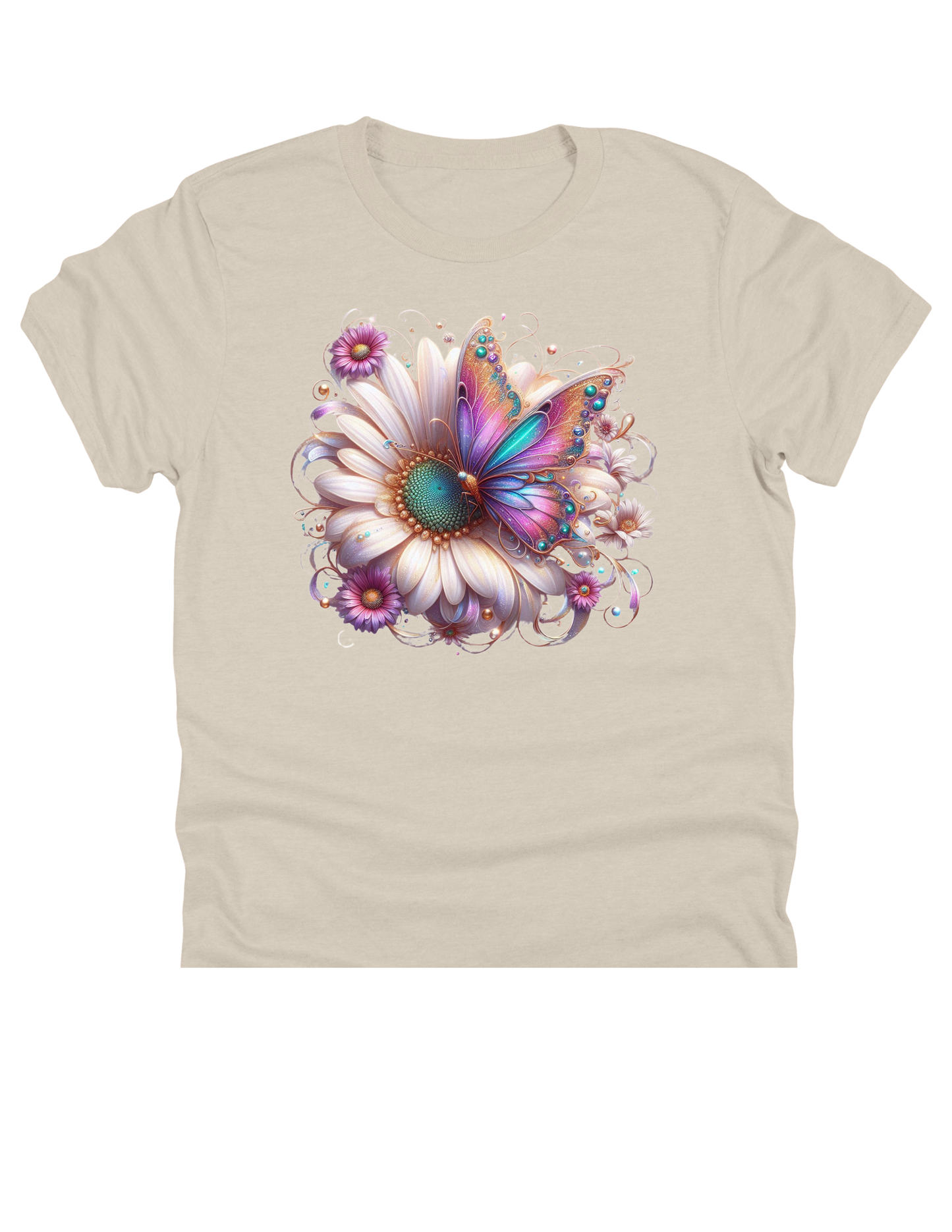 11" DTF Ready to Press - Jeweled Butterfly & Daisy Floral | 0245