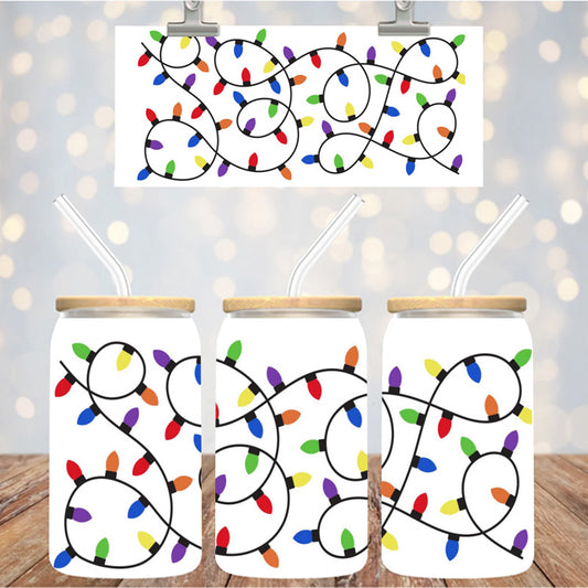 16 oz Uv Dtf Cup Wrap Christmas lights 1136