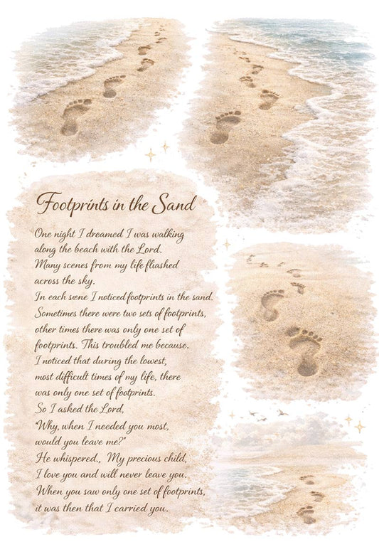 UVDTF 9.5 x 14 Element Sheet Footprints in the Sand Faith 933