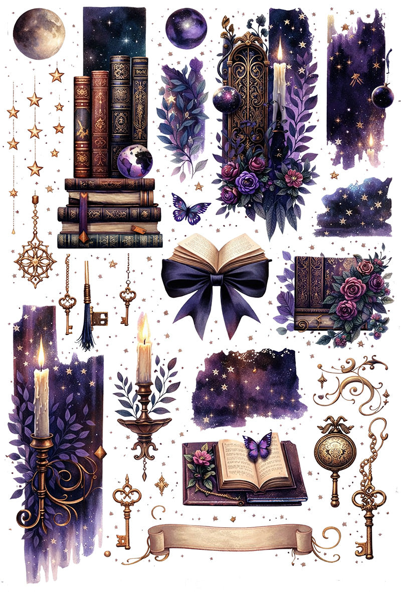 UVDTF 9.5 x 14 Element Sheet Celestial Books & Keys 1001