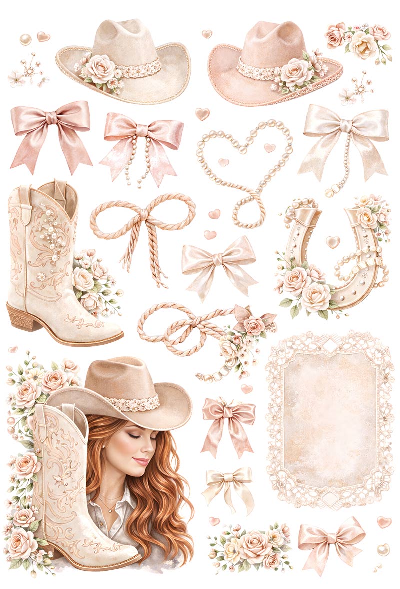 UVDTF 9.5 x 14 Element Sheet Blush Cowgirl Western 838