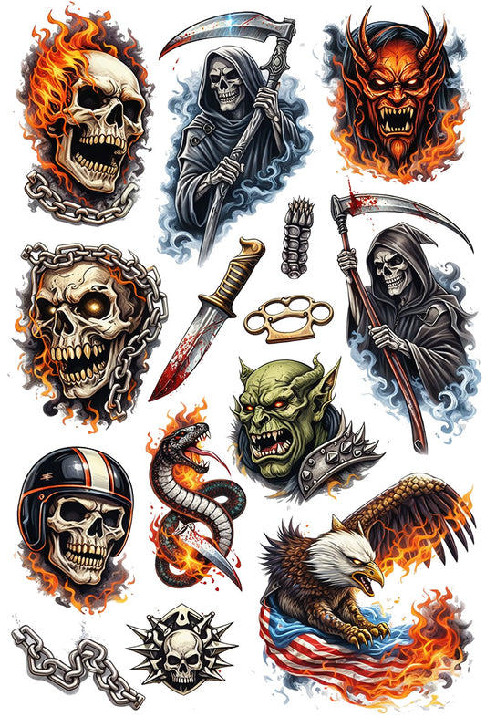 UVDTF 9.5 x 14 Element Sheet Dark Reaper & Skull 1036