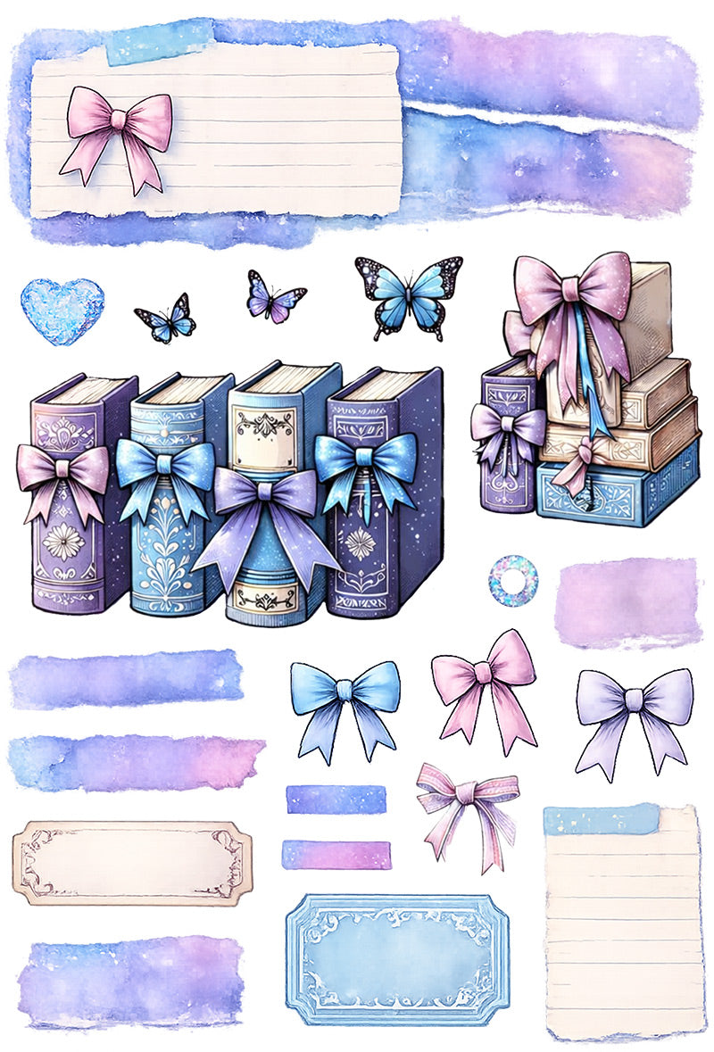 UVDTF 9.5 x 14 Element Sheet Pastel Bookish Bows 1035