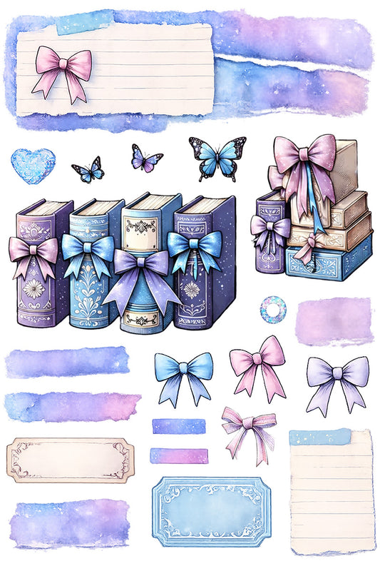 UVDTF 9.5 x 14 Element Sheet Pastel Bookish Bows 1035