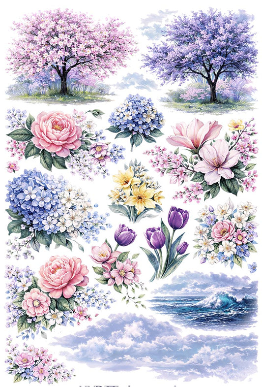 UVDTF 9.5 x 14 Element Sheet Pastel Spring Florals 1042