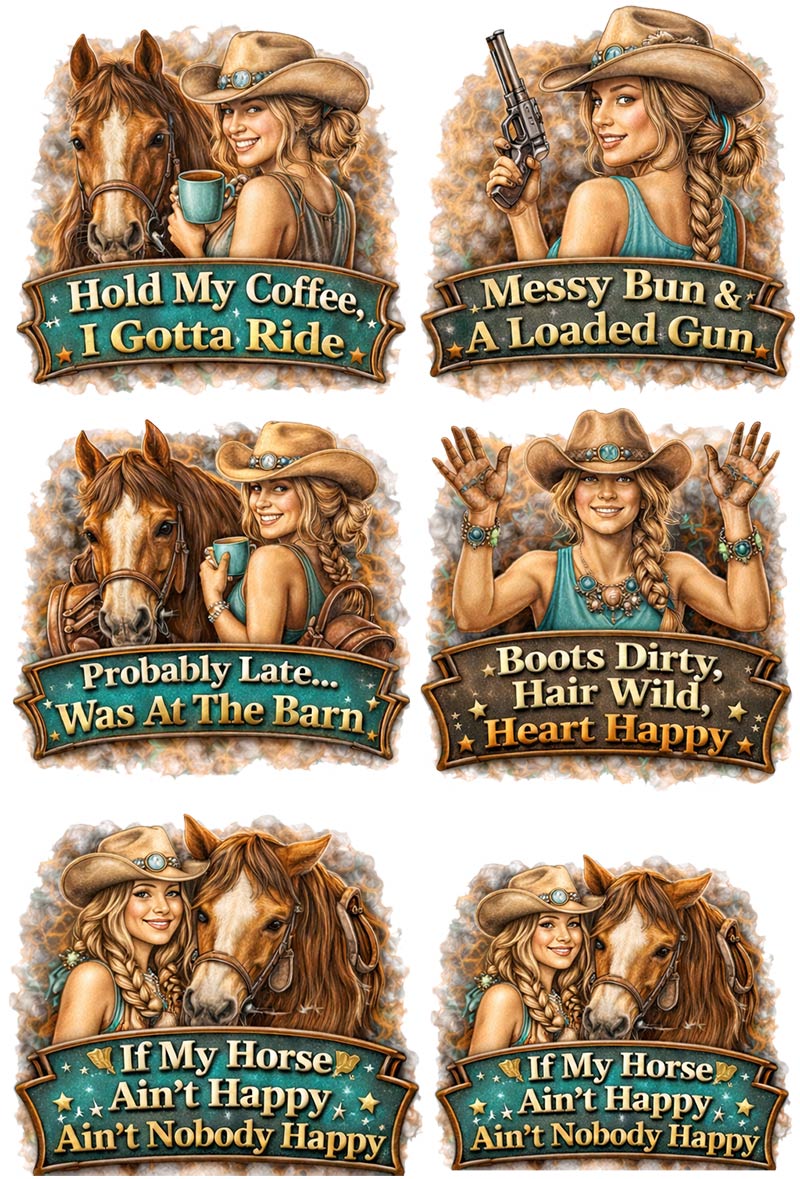 UVDTF 9.5 x 14 Element Sheet Sassy Cowgirl Humor 935