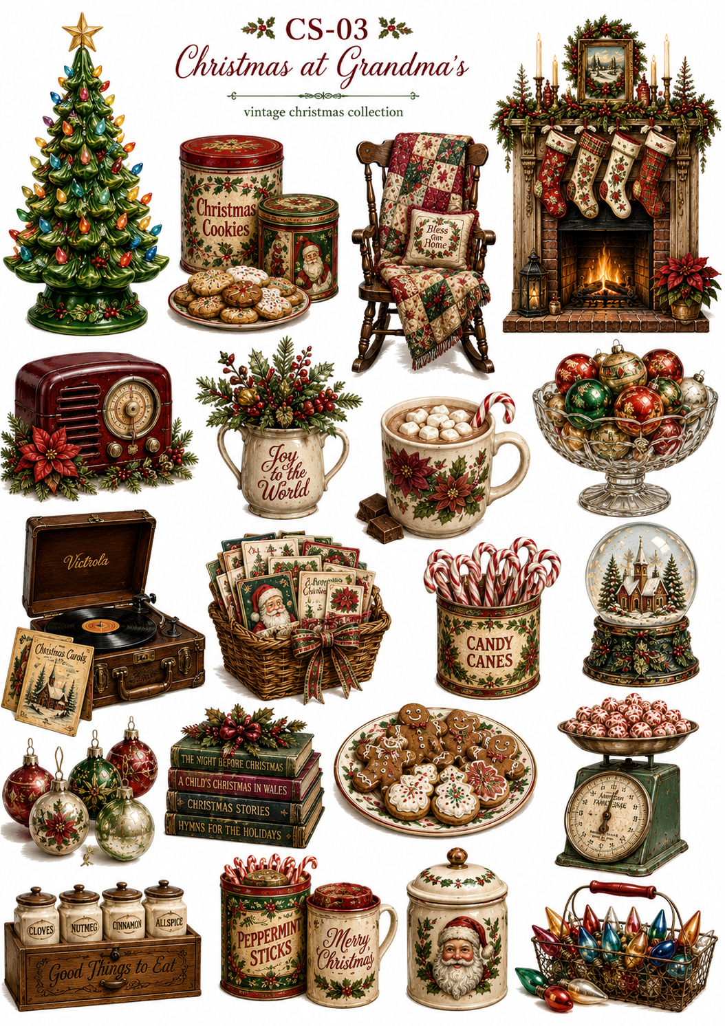 Vintage Christmas UVDTF Element Sheet Collection | Nostalgic Christmas, Santa & Holiday| 9 x 14