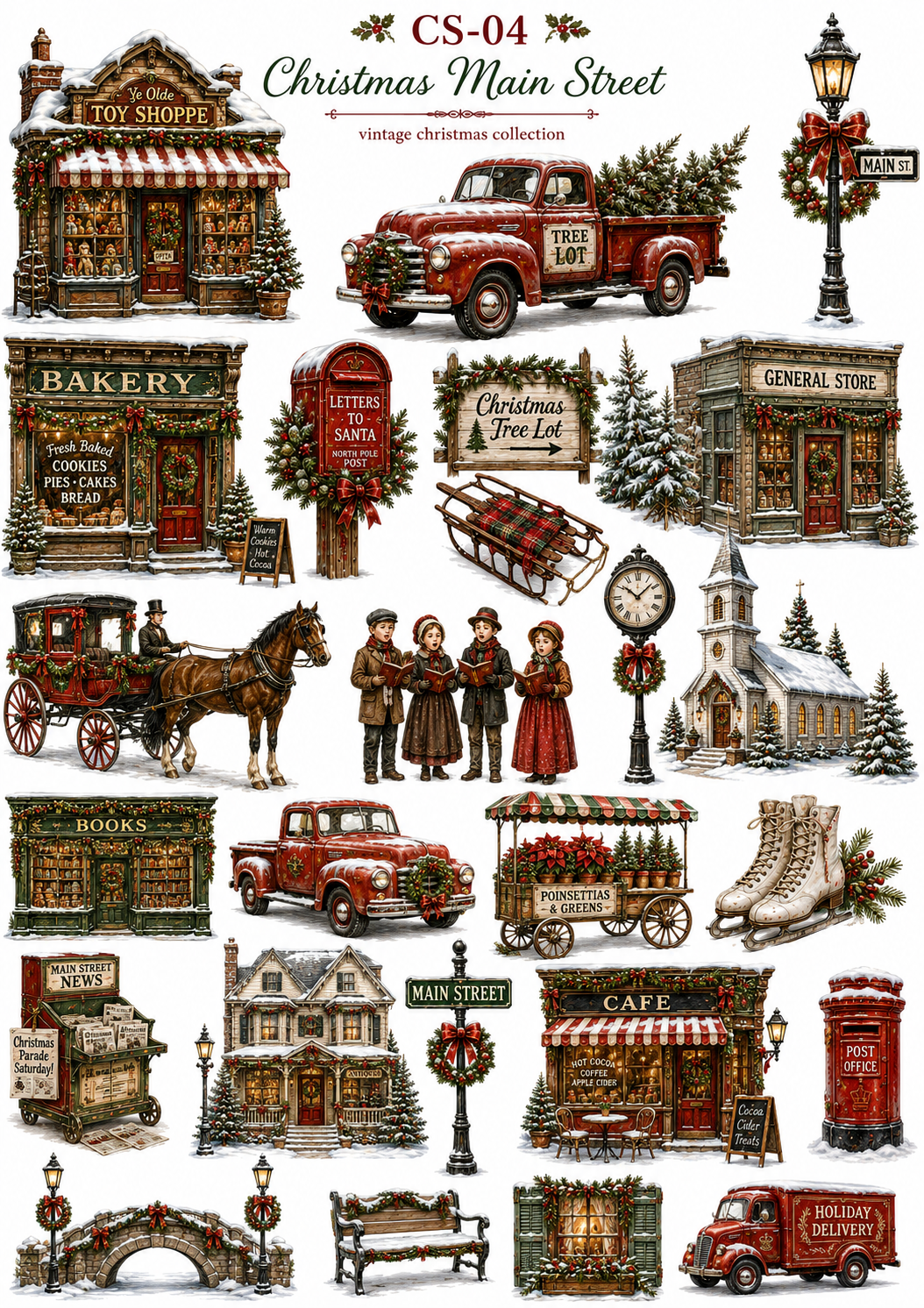 Vintage Christmas UVDTF Element Sheet Collection | Nostalgic Christmas, Santa & Holiday| 9 x 14