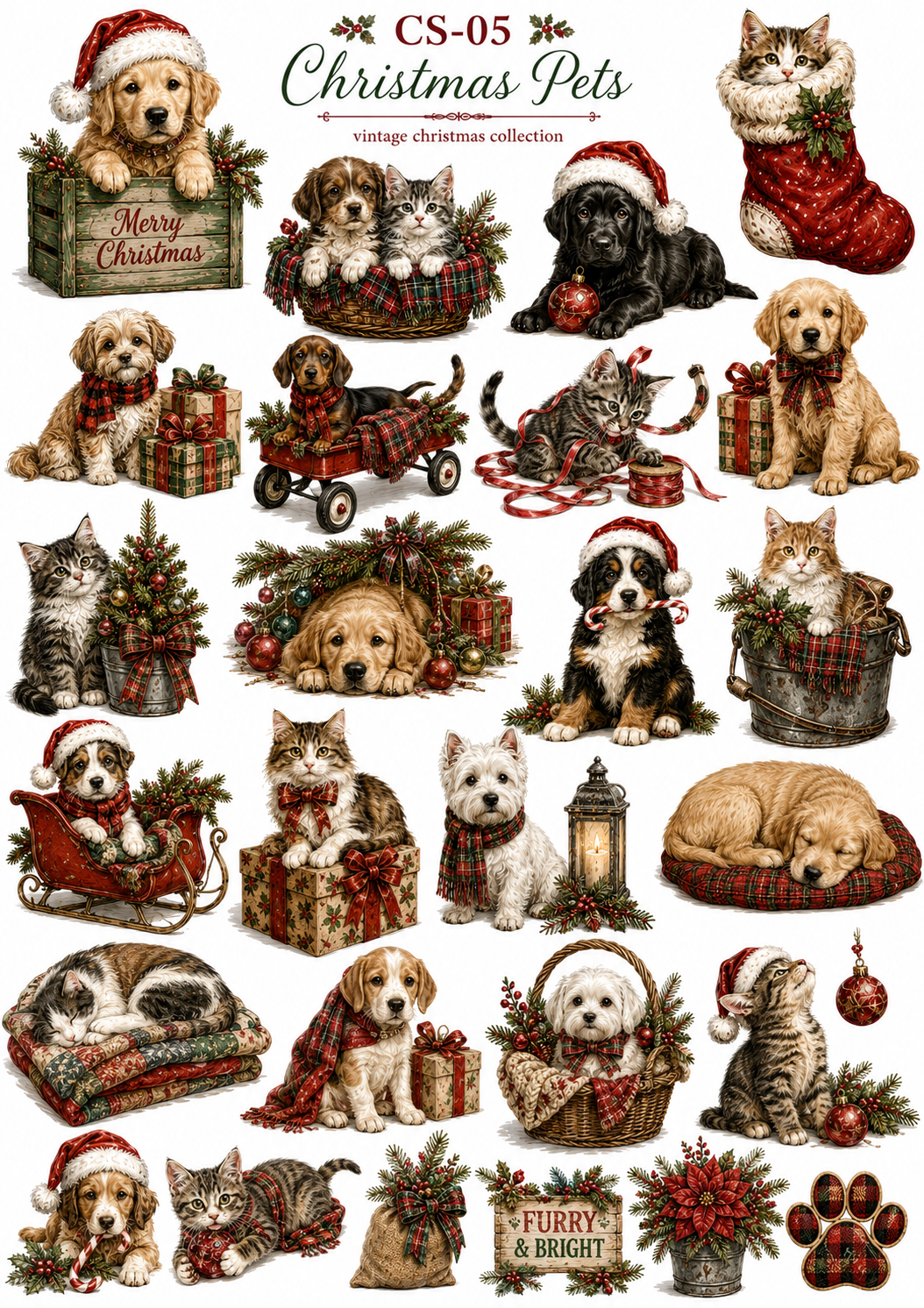 Vintage Christmas UVDTF Element Sheet Collection | Nostalgic Christmas, Santa & Holiday| 9 x 14