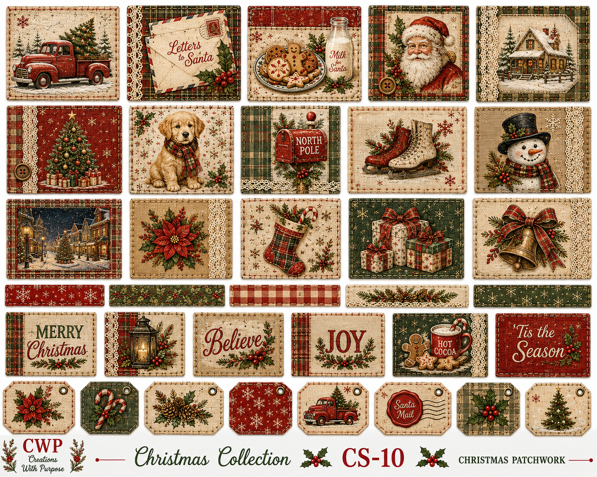 Vintage Christmas UVDTF Element Sheet Collection | Nostalgic Christmas, Santa & Holiday| 9 x 14