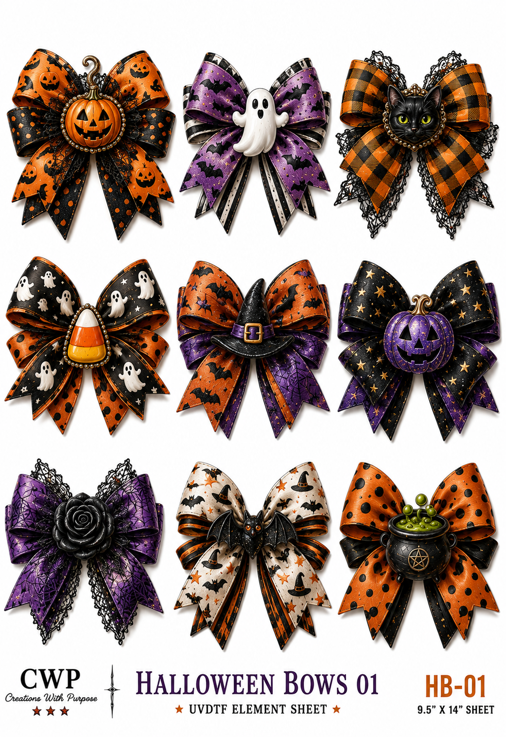 Halloween Bows Collection | UVDTF Element Sheets | 9 x 14 |