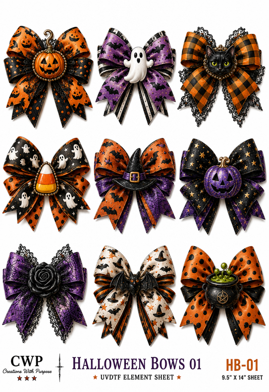 Halloween Bows Collection | UVDTF Element Sheets | 9 x 14 | 877