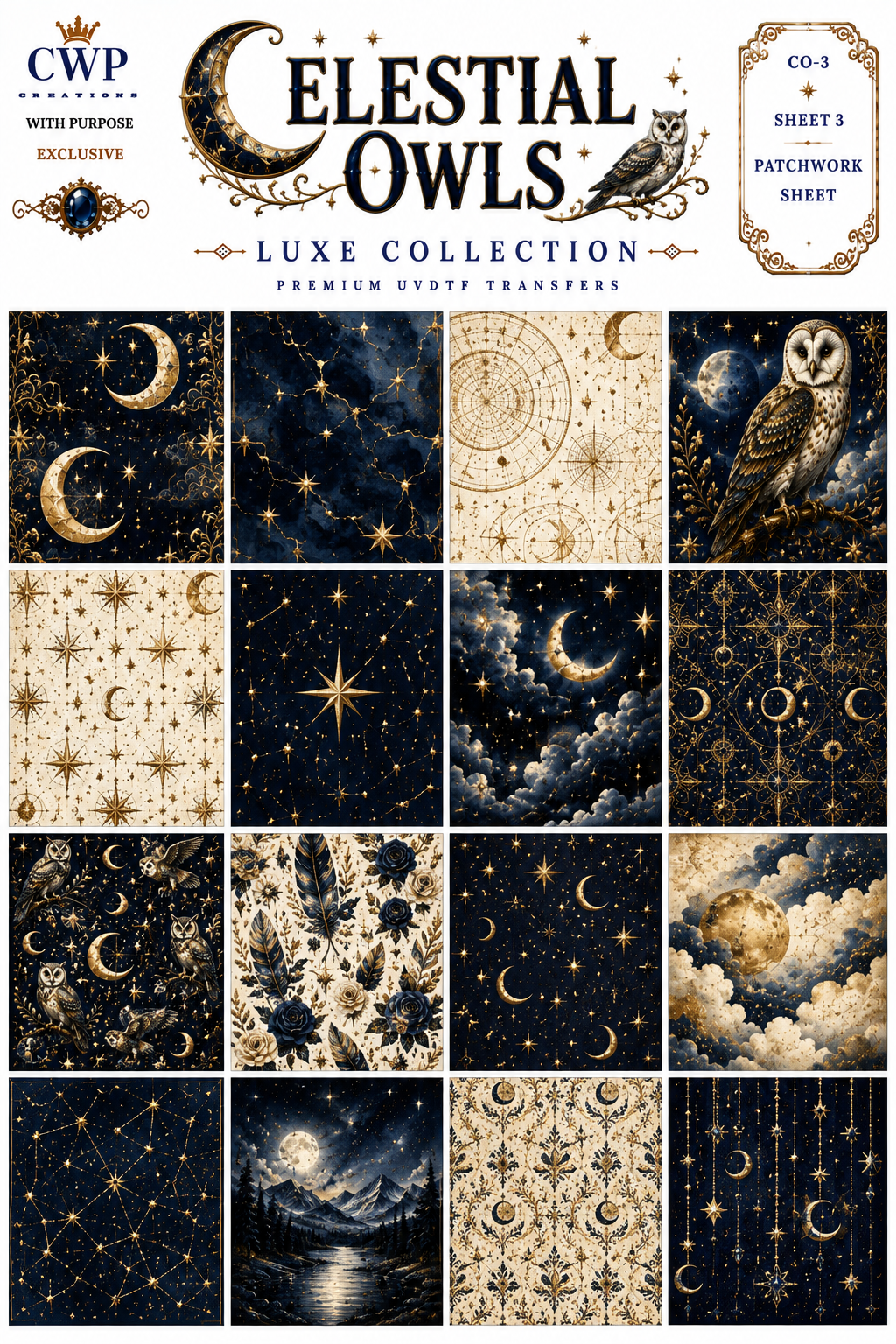 Celestial Owls | Owl & Moon UVDTF  Collection | 9 x 14