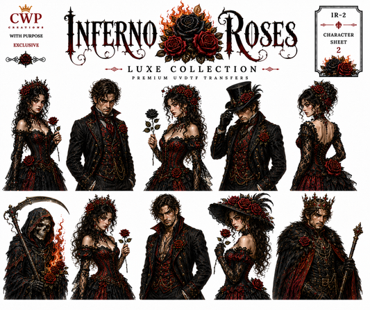 Inferno Roses Luxe Collection | UVDTF Element Sheets | 9 x 14 | 879