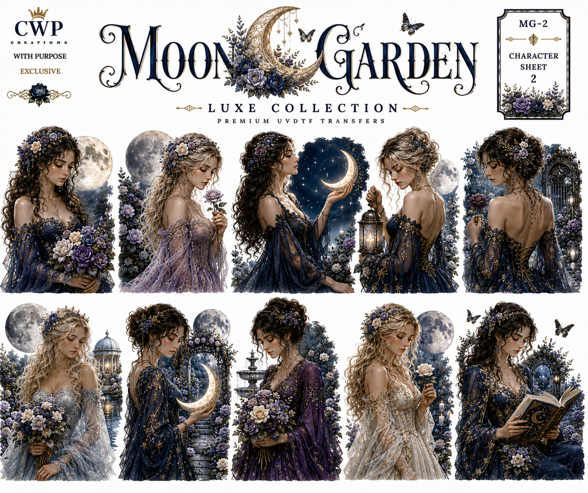 Moon Garden | Celestial Floral UVDTF Collection| 9 x 14