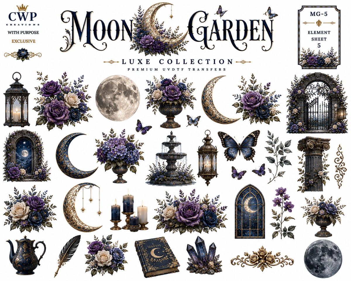 Moon Garden | Celestial Floral UVDTF Collection| 9 x 14