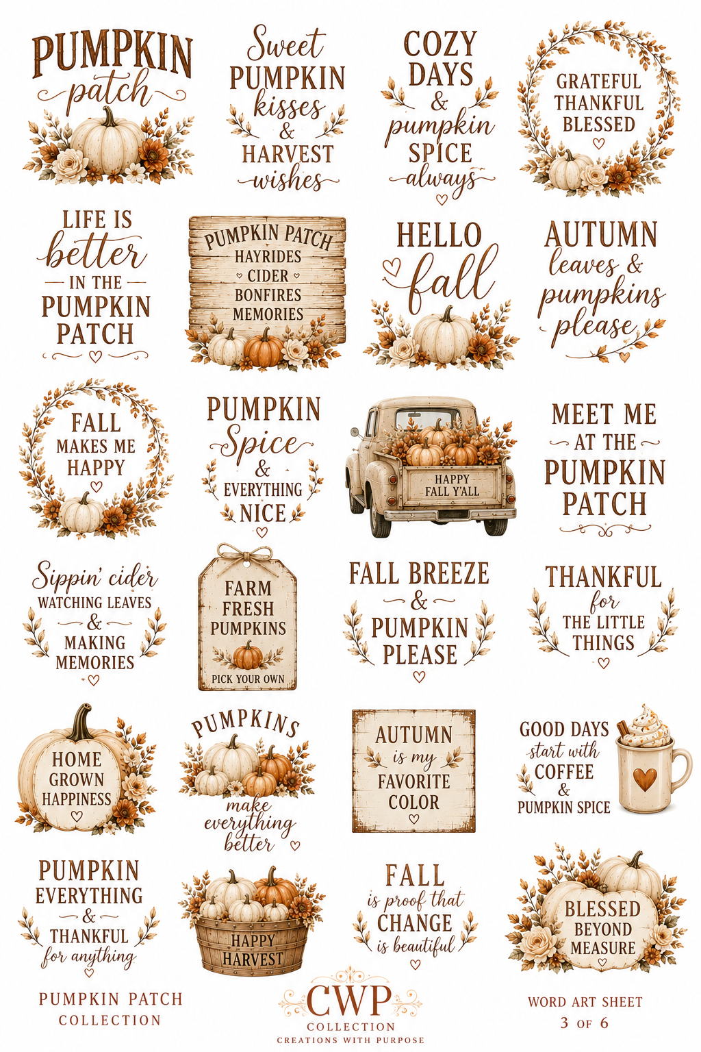 Pumpkin Patch Collection | UVDTF Element Sheets | 4 Designs to Choose From