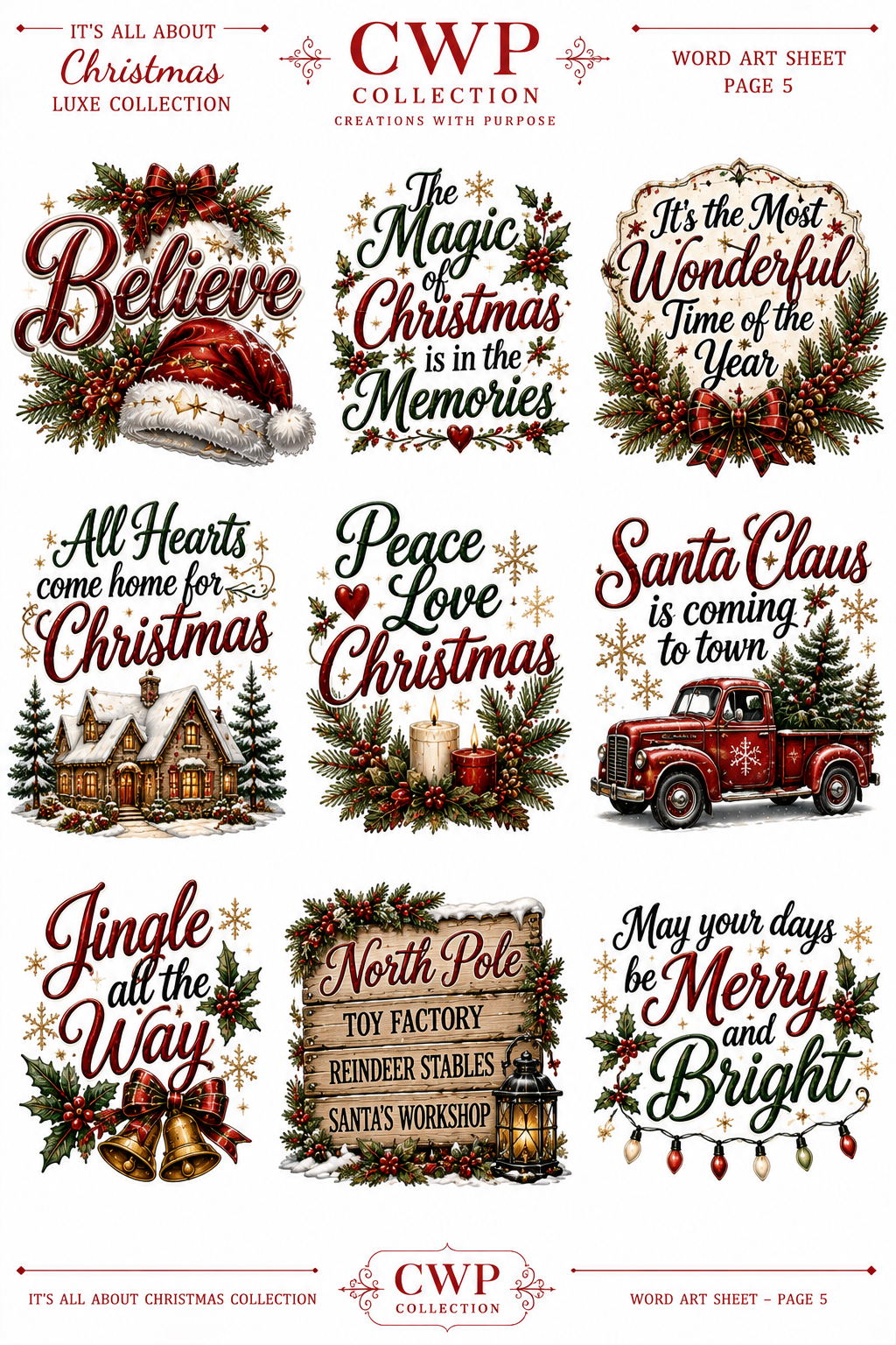 It’s All About Christmas Luxe UVDTF Element Sheets | Vintage Christmas Collection| 9 x 14 |