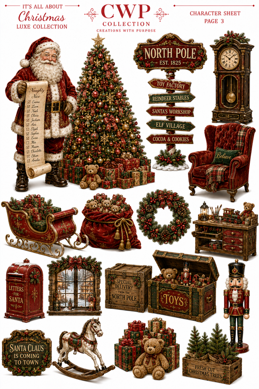 It’s All About Christmas Luxe UVDTF Element Sheets | Vintage Christmas Collection| 9 x 14 | 874