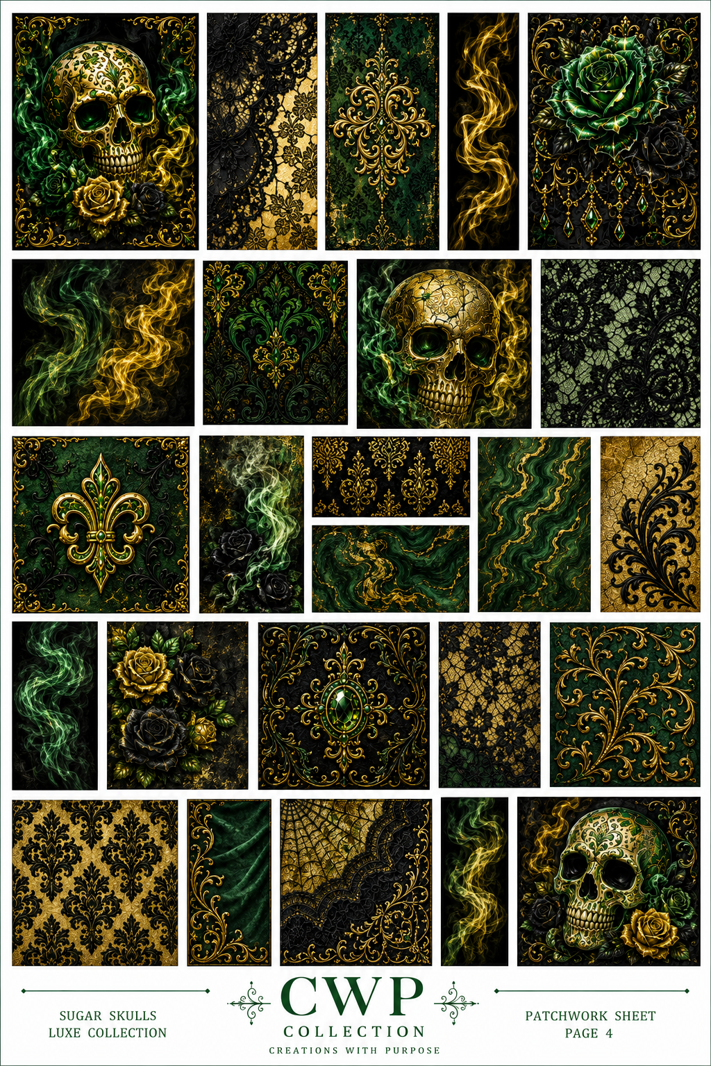 Sugar Skulls Luxe Collection | UVDTF Element Sheets | 4 Designs to Choose From