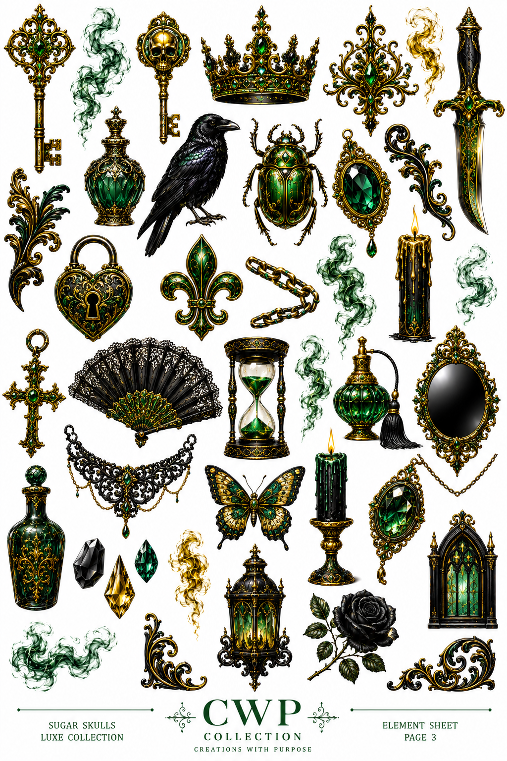 Sugar Skulls Luxe Collection | UVDTF Element Sheets | 4 Designs to Choose From