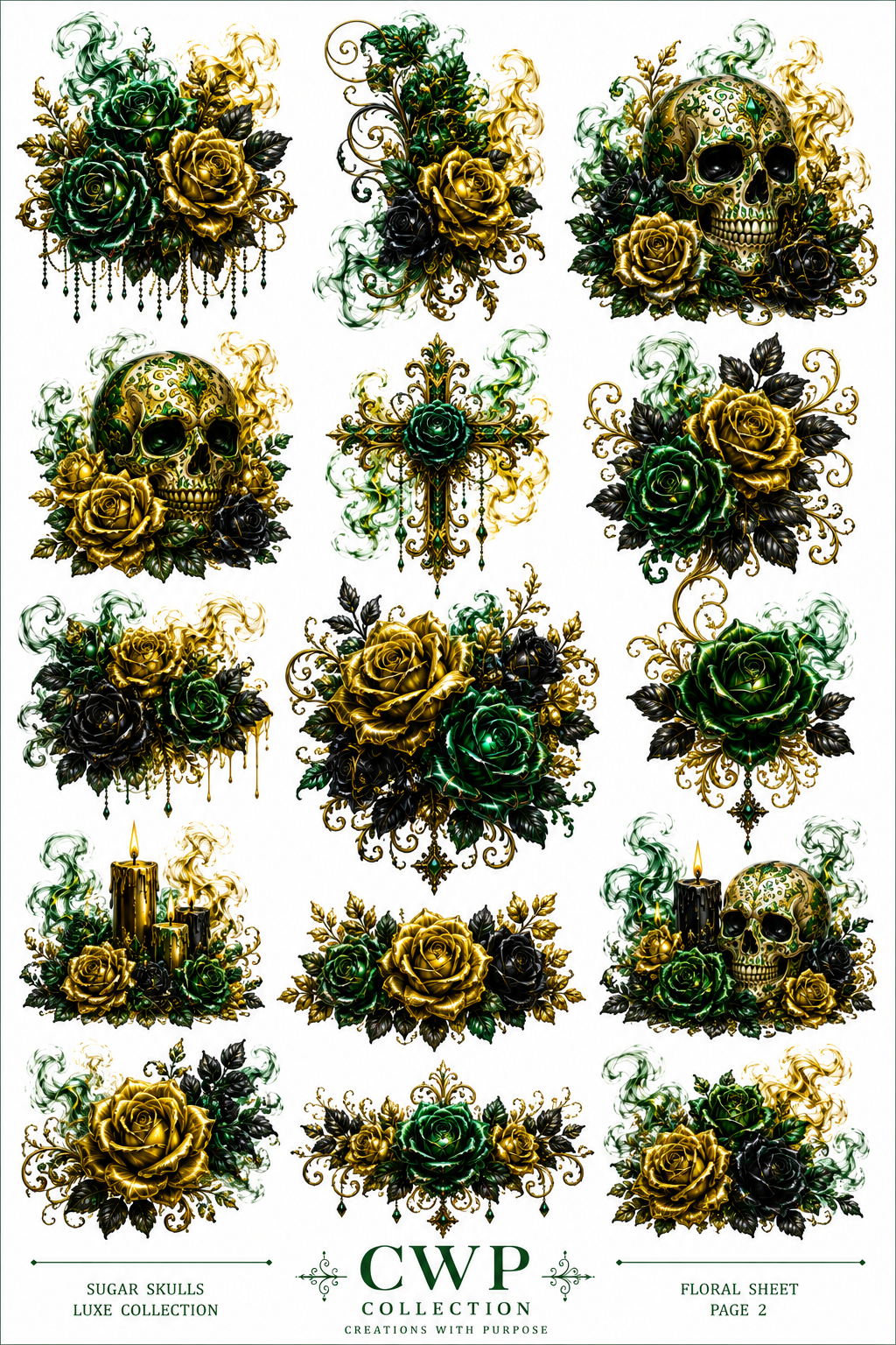 Sugar Skulls Luxe Collection | UVDTF Element Sheets | 4 Designs to Choose From